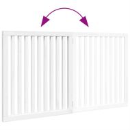 Сгъваема преграда за кучета 2 панела бял 160 см тополово дърво