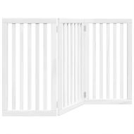 Сгъваема преграда за кучета 3 панела бял 150 см тополово дърво