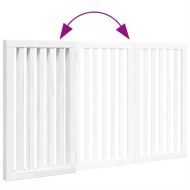 Сгъваема преграда за кучета 3 панела бял 150 см тополово дърво