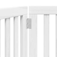 Сгъваема преграда за кучета 3 панела бял 150 см тополово дърво