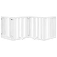 Сгъваема преграда за кучета с врата 4 панела бял 320 см топола