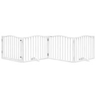 Сгъваема преграда за кучета с врата 4 панела бял 320 см топола