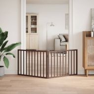 Сгъваема преграда за кучета 2 панела кафяв 160 см топола