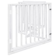 Сгъваема преграда за кучета с врата 4 панела бял 320 см топола