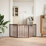 Сгъваема преграда за кучета 3 панела кафяв 150 см топола