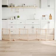 Сгъваема преграда за кучета с врата 6 панела 300 см Масивна ела