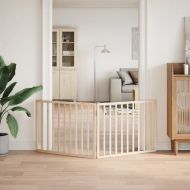 Сгъваема порта за кучета, 2 панела, 160 см, тополово дърво