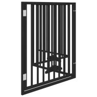 Сгъваема преграда за куче с врата 4 панела черна 320 см топола