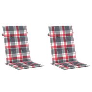 Възглавници за столове 2 бр червено каре 120x50x3 см плат