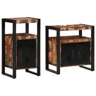 Комплект мебели за баня 2 pcs Кафяво регенерирано дърво масив