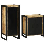 Комплект мебели за баня 2 pcs Кафяво Солидно мангово дърво