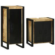 Комплект мебели за баня 2 pcs Кафяво Солидно мангово дърво