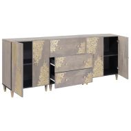 Комплект шкафове за баня 3 pcs Сив и златен 180 x 33 x 75 см