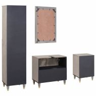 Комплект шкафове за баня 4 pcs Сив Солидно мангово дърво