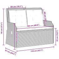 Градинска пейка с възглавница Сив Полиратан