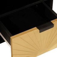 ТВ шкаф с рафт Черен и златен 100 x 33 x 46 см Инженерно дърво