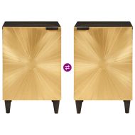 Шкаф за баня с рафт с врата Черен и златен 38 x 33 x 58 см