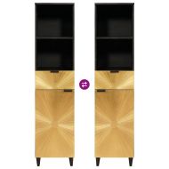 Шкаф за баня с чекмедже с рафт Черен и златен 38 x 33 x 160 см