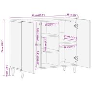 Страничен шкаф със съхранение Черен и златен 90 x 33.5 x 75 см