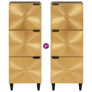 Страничен шкаф със съхранение Черен и златен 40 x 33.5 x 110 см