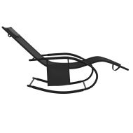 Люлеещи се шезлонги, 2 бр, черни, стомана и textilene