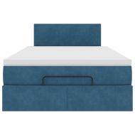 Османска легло с матрак, тъмносиньо, 120x200 см, кадифе