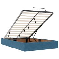 Османска легло с матрак и LED, тъмносиньо, 120x200 см, кадифе