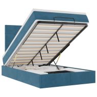 Османска легло с матраци и LED, тъмносиньо, 120x200 см, кадифе