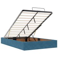 Османска легло с матраци и LED, тъмносиньо, 120x200 см, кадифе