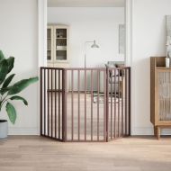 Сгъваема преграда за кучета 3 панела кафяв 150 см топола