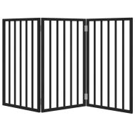 Сгъваема преграда за кучета 3 панела черна 150 см топола
