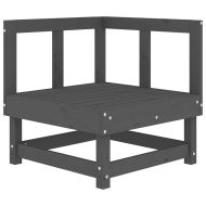 Ъглов диван с възглавници, сив, борово дърво масив