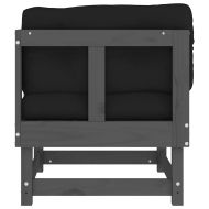 Ъглов диван с възглавници, сив, борово дърво масив