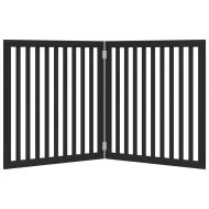 Сгъваема преграда за кучета 2 панела черна 160 см топола