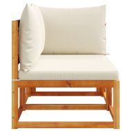 Градински диван с възглавници, двуместен, дърво, акация и ратан