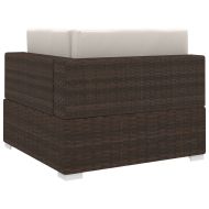 Модулен ъглов фотьойл с възглавници, 1 бр, полиратан, кафяв