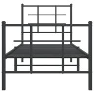 Метална рамка за легло с горна и долна табла, черна, 75x190 см