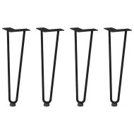 Крака тип „фиба“ за масичка за кафе, 4 бр., черни, 42 см, масивна стомана