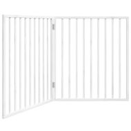Сгъваема порта за кучета, 2 панела, бяла, 160 см, тополово дърво