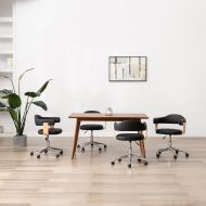 Въртящи се трапезни столове, 4 бр, черни, изкуствена кожа