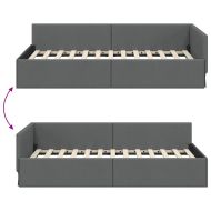 Ъглова рамка за легло с таблото Тъмен сив 80 см x 200 см Кадифе