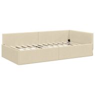 Ъглова рамка за легло с таблото Крем 90 см x 200 см Кадифе