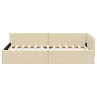 Ъглова рамка за легло с таблото Крем 90 см x 200 см Кадифе