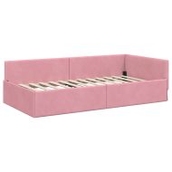 Ъглова рамка за легло с таблото Розово 80 см x 200 см Кадифе