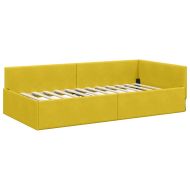 Ъглова рамка за легло с таблото Жълто 90 см x 190 см Кадифе