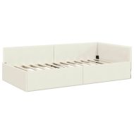 Ъглова рамка за легло с таблото Крем 90 см x 190 см Кадифе