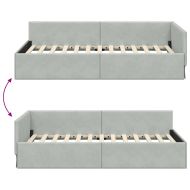 Ъглова рамка за легло Светлосиво 100 см x 200 см Кадифе