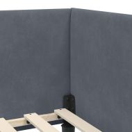 Ъглова рамка за легло Тъмен сив 100 см x 200 см Кадифе