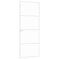 Интериорна врата бяла 76x201,5 см закалено стъкло и алуминий