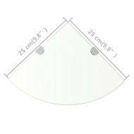 Ъглови рафтове, 2 бр, прозрачно стъкло с държачи хром, 25x25 см